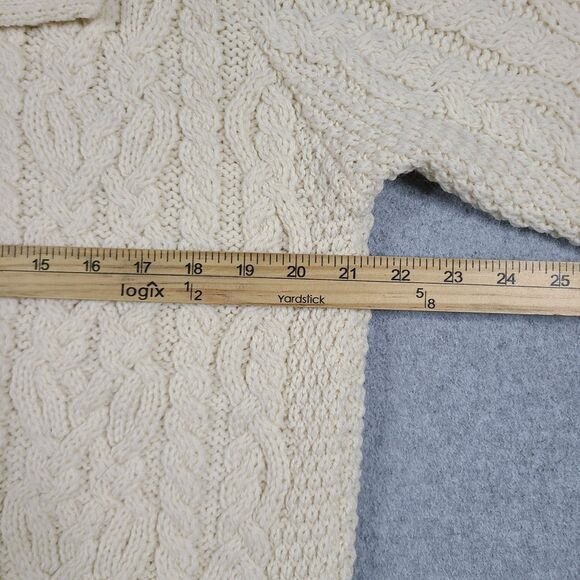 Aran Crafts Button Up Merino Wool Cardigan Knit Sweater Womens M 3/4 Sleeves - Picture 9 of 11